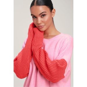 Nancie Red and Pink Colorblock Sweater size M